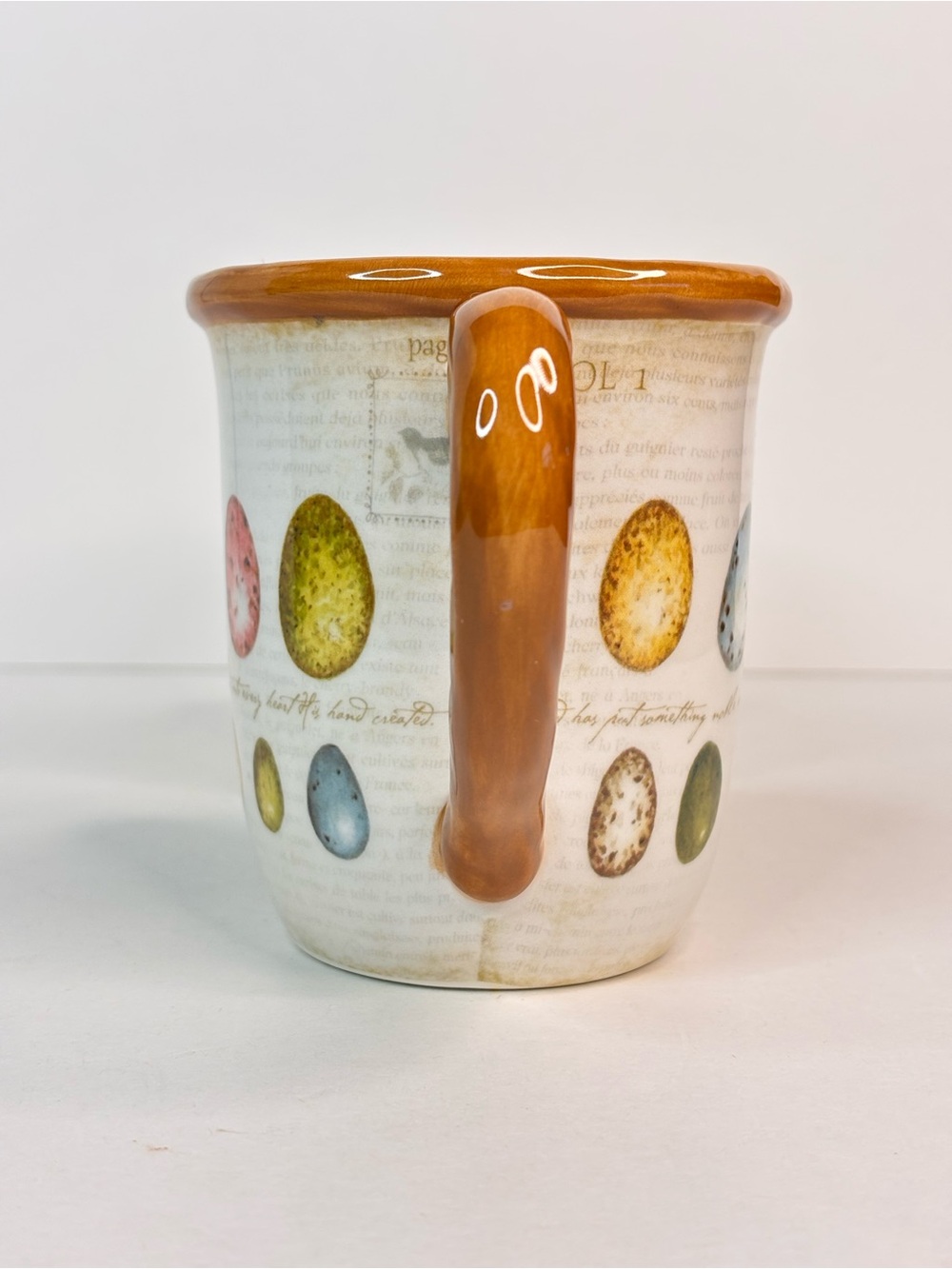 Nature Themed Butterfly & Egg Ceramic Mug Set of 2, Brown Handles Susan Winget - Picture 5 of 14
